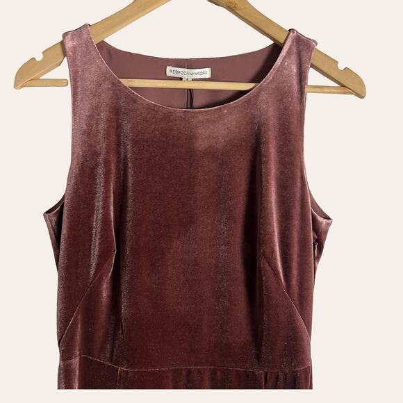 Rebecca Minkoff Tiffany Mauve Velvet Ruffle Hem Sleeveless Sheath Dress Size 4 - Picture 3 of 11